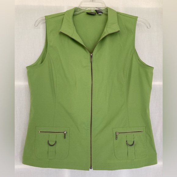 Additions by Chicos Bright Chartreuse Green Zipper Vest. Size 2. - Picture 1 of 4